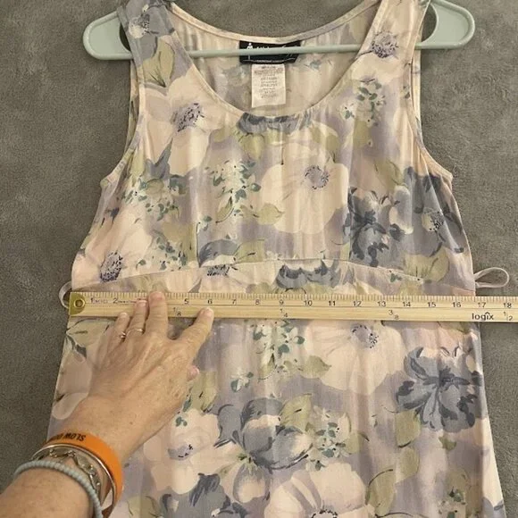 Vintage All That Jazz Dress Womens 9/10 Purple Floral Maxi Sleeveless 90s‎ USA - Picture 9 of 16